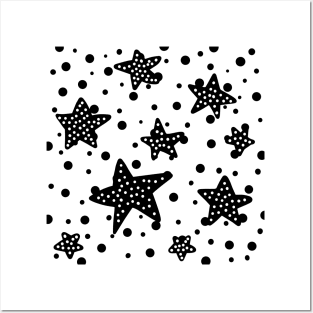 Black and white star shining Posters and Art